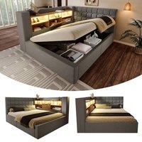 Matteo Linen Upholstered Double Daybed - Grey - Hydraulic Storage Bed