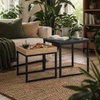 Wyld Haus Lavi Set of 2 Boxy Nesting Tables Black & Wood Effect