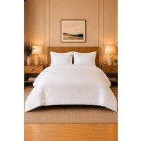 Pamposh 800 Thread Count Premium Egyptian Cotton Duvet Cover Sets Embroidered in White | Size: Single