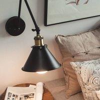 Wyld and Coco Set of 2 Black Metal Wall Lamps with Adjustable Arms
