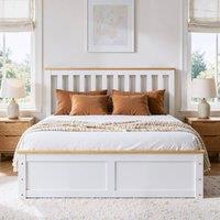 Comfy Living Ltd Wooden Ottoman Gas Lift Storage Bedframe in White | Size: Small Double