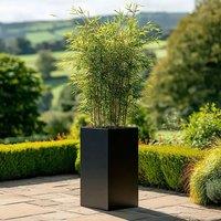 Woven Wood 75cm Zinc Galvanised Matte Black Tall Square Planter