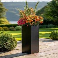 Woven Wood 100cm Zinc Galvanised Matte Black Tall Square Planter