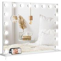 HOMCOM Hollywood Vanity Mirror with Lights, 10X Magnifying, USB Port, White