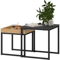 HOMCOM Modern Coffee Table Set Square Nest of Tables for Small Space in Black