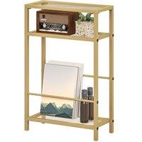 HOMCOM Slim Side Table, End Table with Tempered Glass Tabletop, Gold