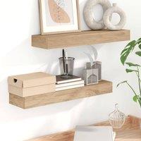 Berkfield Home Wall Shelves 2 pcs 60x15x6 cm Solid Wood Teak in Brown | Size: 60 x 15 x 6 cm