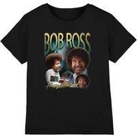 Bob Ross Homage Kids T-Shirt, Black | Size: 12-13 Years
