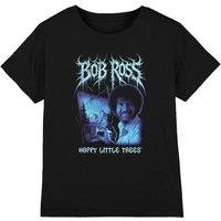 Bob Ross Little Trees Metal Kids T-Shirt, Black | Size: 9-11 Years
