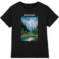 Bob Ross Mountain Serenity Kids T-Shirt, Black | Size: 3-4 Years