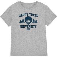 Bob Ross Happy Trees University Kids T-Shirt, Athletic Heather in Grey | Size: 5-6 Years