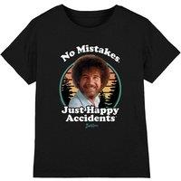 Bob Ross Happy Retro Kids T-Shirt, Black | Size: 5-6 Years