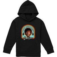 Bob Ross Little Trees Badge Youth Kidss Pull-Over Hoodie, Black | Size: 9-11 Years