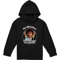 Bob Ross Happy Retro Youth Kidss Pull-Over Hoodie, Black | Size: 9-11 Years