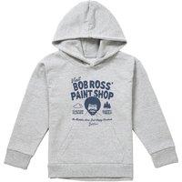 Bob Ross Paint Shop Youth Kidss Pull-Over Hoodie, Athletic Heather in Grey | Size: 7-8 Years