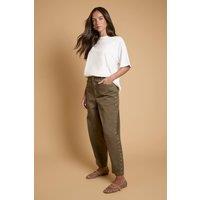 Oasis Women's Premium Stud Detail Barrell Leg Jean in Olive | Size: 12