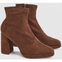 Oasis Women's Sienna Faux Suede High Block Heel Ankle Boots in Brown | Size: 5