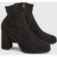 Oasis Women's Sienna Faux Suede High Block Heel Ankle Boots in Natural Black | Size: 5