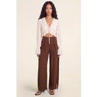 NastyGal Women's Fringe Tailored Trouser in Dark Brown | Size: 12