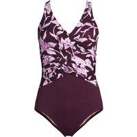 Lands' End Women's Wrap Front Slender Swimsuit in Black | Size: 14