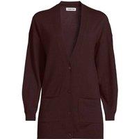 Lands' End Women's Petite Long Merino Wool Cardigan in Dark Brown | Size: Small