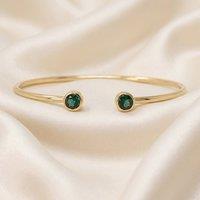 Harfi Women's 18ct Gold Vermeil Dainty Emerald May Birthstone Bangle | Size: 7.5 inches