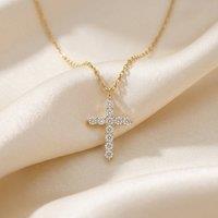 Harfi Women's 18ct Gold Plated Sparkling Cross Pendant Necklace | Size: 18 inches