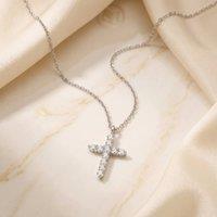 Harfi Women's Sterling Silver Sparkling Cross Pendant Necklace | Size: 18 inches