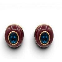 Michael Nash Jewelery Women's Stephanie Brown Resin Earrings With Sapphire Glass Stone