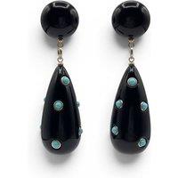 Michael Nash Jewelery Women's Kathryn Black & Turquoise Drop Polka Dot Earrings