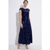 Klass. Women's Sequin Velvet Maxi Dress in Midnight | Size: 16