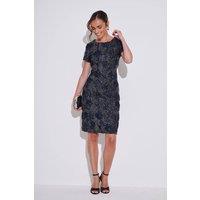Klass. Women's Floral Applique Sequinned Fitted Dress in Midnight | Size: 18