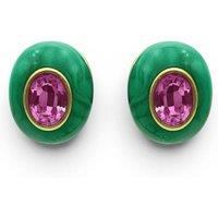 Michael Nash Jewelery Women's Stephanie Malachite Resin Earring With Pink Glass Stone