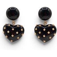Michael Nash Jewelery Women's Lavinia Black Resin Studded Heart Drop Earrings