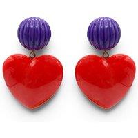 Michael Nash Jewelery Women's Amour Carved Purple Resin With Ruby Red Resin Heart Drop Earrings