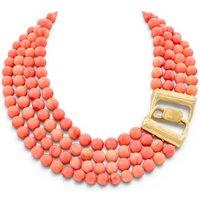 Michael Nash Jewelery Women's Irena Four Strand Coral Resin Bead Nesting Necklace
