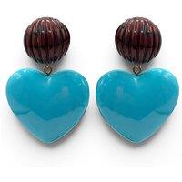 Michael Nash Jewelery Women's Amour Carved Tortoise Resin With Turquoise Heart Drop Earrings