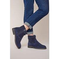 Moshulu Women's 'Pipistrelle 3' Ruched Suede Pixie Ankle Boots in Indigo | Size: 8