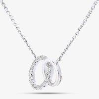 T.H.Baker Women's 9ct White Gold Diamond Link Circle Pendant Necklace PNE20029W in Silver | Size: 42 cm