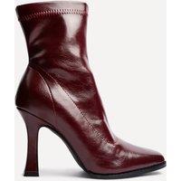 Linzi Women's Noelle Burgundy Faux Leather Square Toe Heeled Sock Boot | Size: 6-Standard Fit