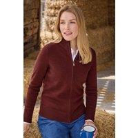 WoolOvers Women's 100% Lambswool Zip Thru Cardigan in Burgundy | Size: Small