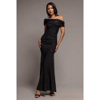 Goddiva Women's One Shoulder Fit & Flare Sequin Maxi Dress in Black | Size: 8
