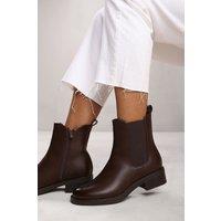 Where's That From Women's 'Serna' Ankle Boot With Elastic Panel & Side Zip in Brown | Size: 6