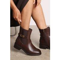 Where's That From Women's 'Riya' Ankle Boot with Gold Buckle Detail in Brown | Size: 5
