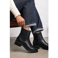 Where's That From Women's 'Miriam' Block Heel Chelsea Zip Ankle Boots In Faux Leather in Black | Size: 7