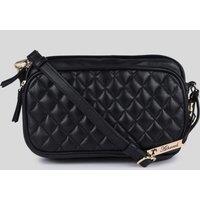 Ashwood Leather Women's 'Bellezza Romana' Real Leather Twin Zip Quilted Crossbody Bag in Black
