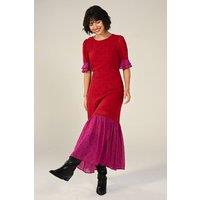 Rose & Nancy Women's Saphi Red & Pink Polka Dot Midi Dress | Size: Small