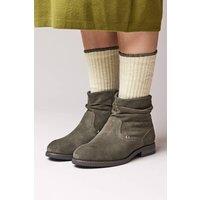 Moshulu Women's 'Pipistrelle 3' Ruched Suede Pixie Ankle Boots in Olive | Size: 6.5