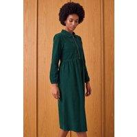 Roman Women's Corduroy Zip Detail Midi Dress in Dark Green | Size: 20