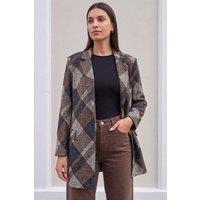 Roman Women's Check Edge To Edge Jacket in Chocolate | Size: 18